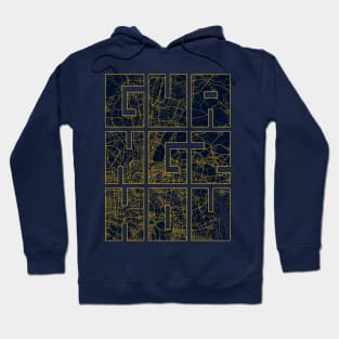 Guangzhou, China City Map Typography - Gold Art Deco Hoodie